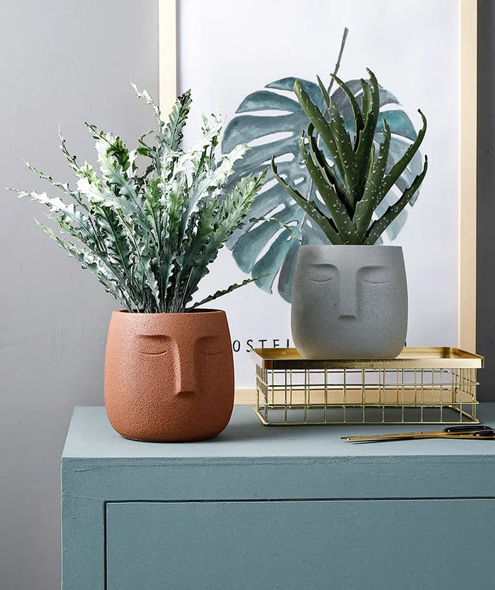 European Face Ceramic Planter