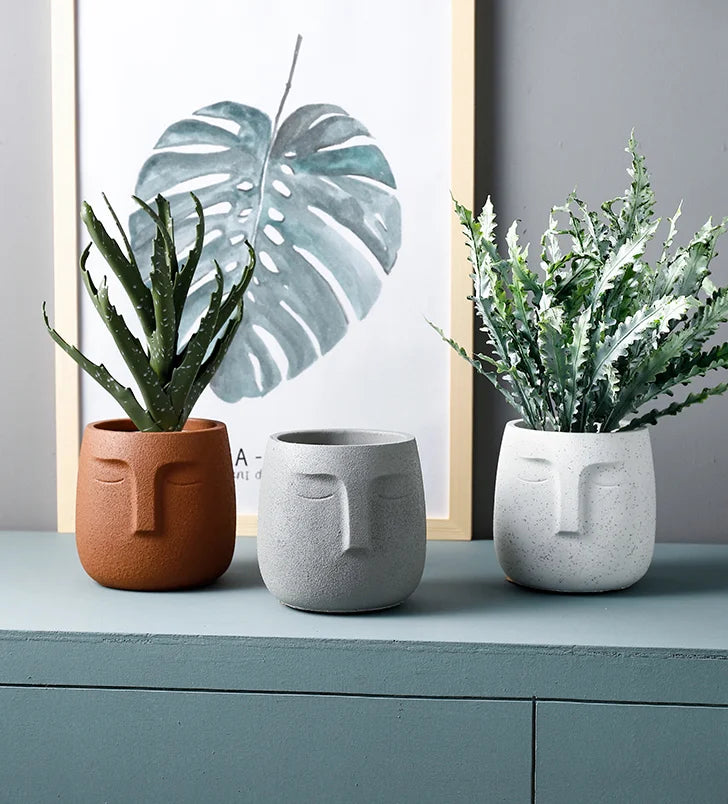 European Face Ceramic Planter