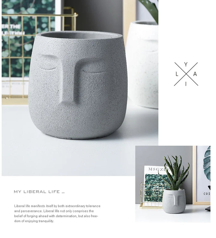 European Face Ceramic Planter