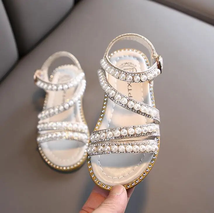 Girl Sandals Summer Fashion Kids Baby Girls Bling Rhinestone Princess Single Sandals For Little Big Girl's Shoes