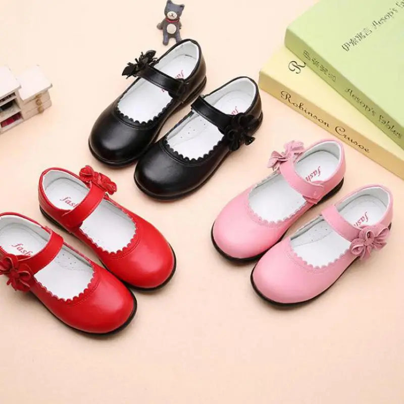 Girls Leather Shoes for Children Wedding Dress Princess School Shoes Kids Summer Bow-knot Black Student Sandals Korean Fashion