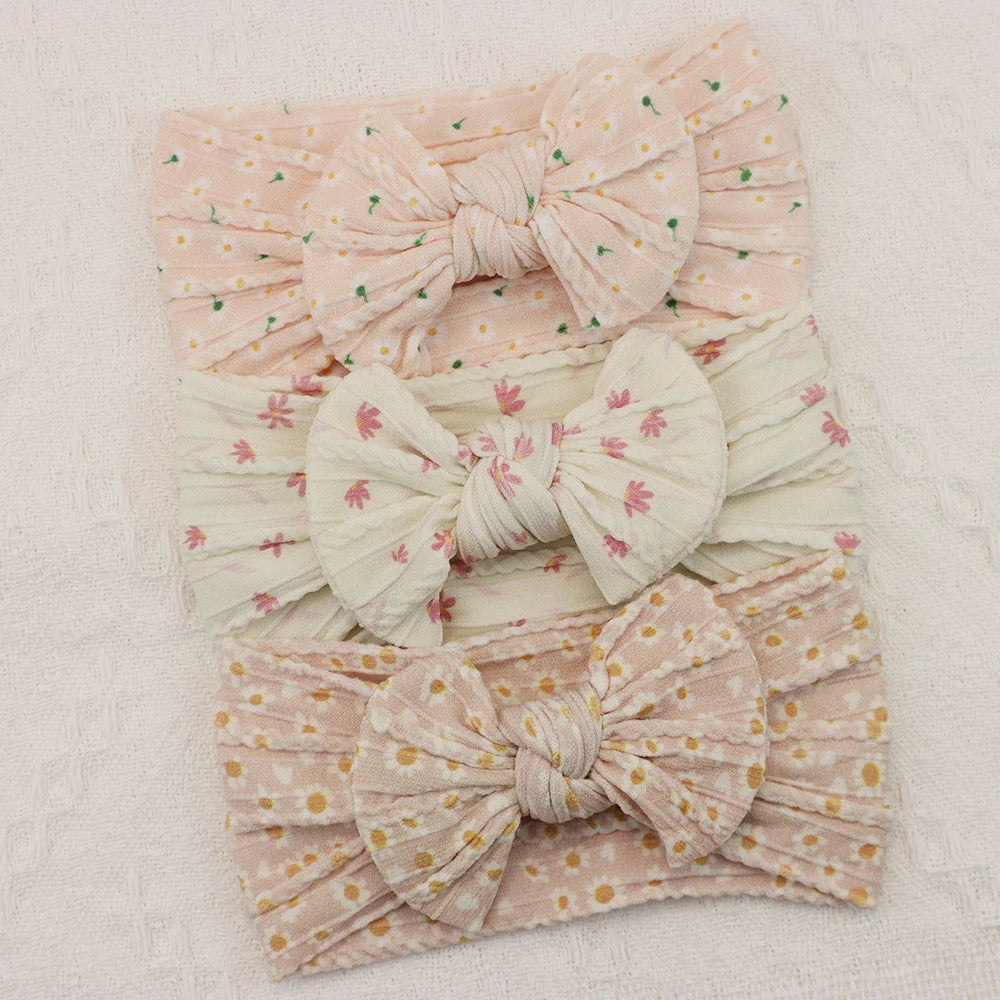 Knit Bows Baby Headbands – Elastic Nylon Set