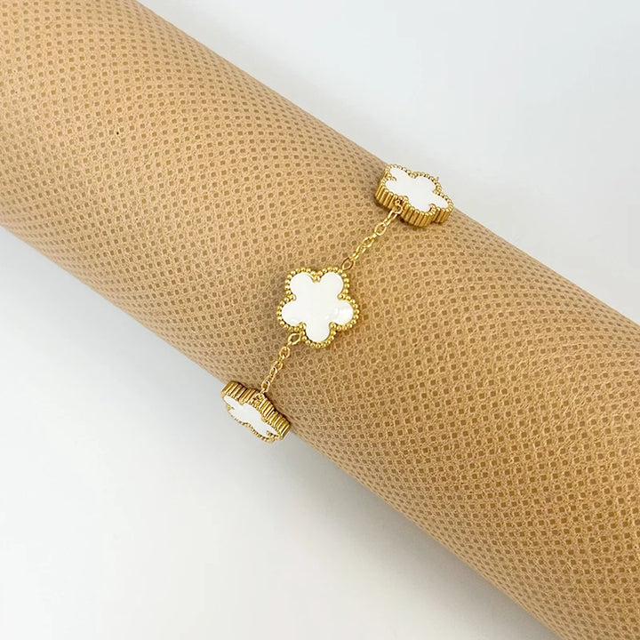 Gold Plated Clover Bracelet – Adjustable, Double-Sided