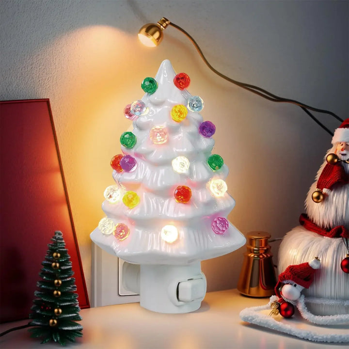 LED Christmas Tree Night Light US Plug For Home Bedroom Bedsides Decor Tree Wall Night Light Energy Efficient Decoration Lamp