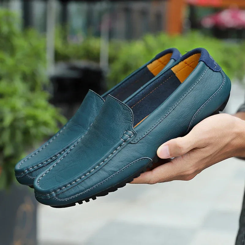 Genuine Leather Breathable Mocasines Casual Loafers Leather Shoes For Men Slip On Formal Italian Driving Flat Chaussure Homme