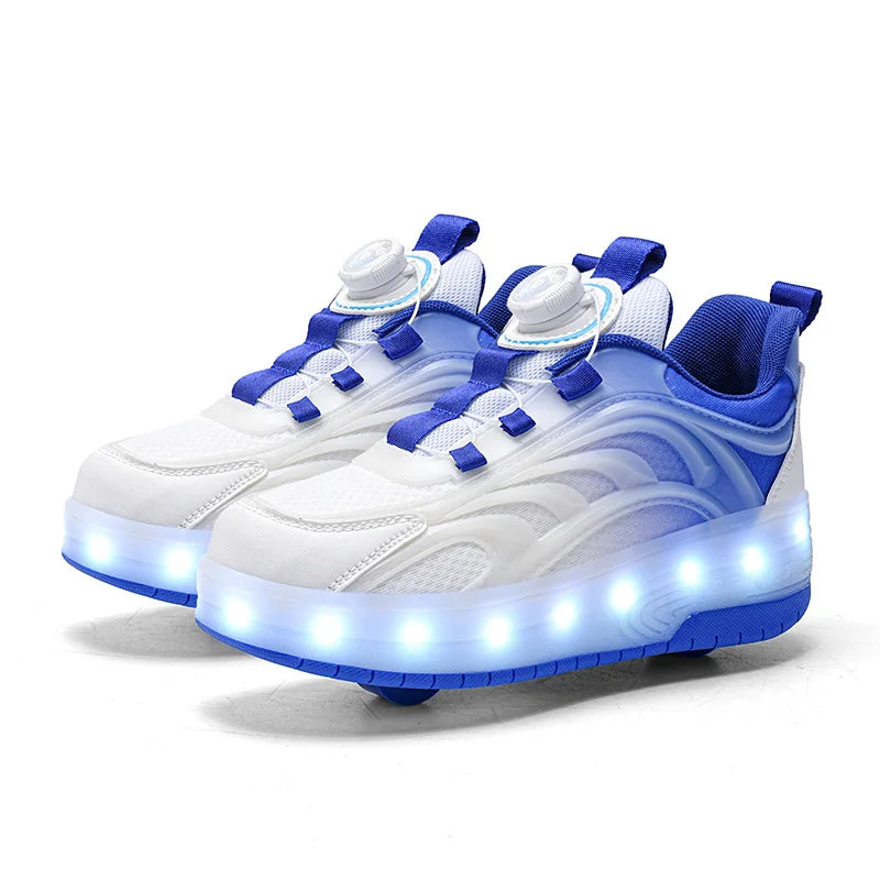 Two Wheels Children's Led Light Roller Skate Shoes For Kids Boys Girls Glowing Sports Luminous Sneakers Skateboard USB Charging