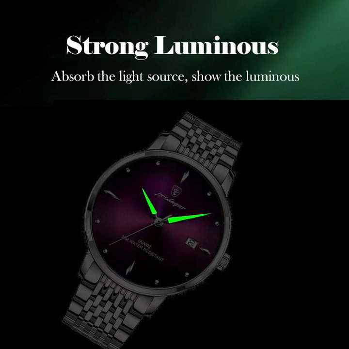 POEDAGAR Luxury Sports Men Watch Waterproof Luminous Stainless Steel Date Wristwatch For Man Quartz Clock Business Men's Watches