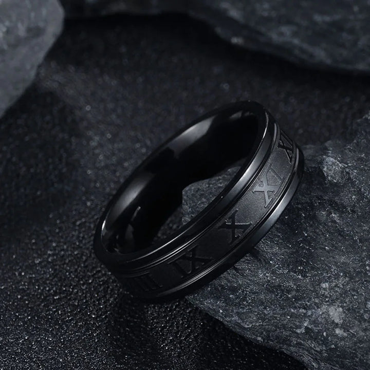 Seakissky Classic Fashion Stainless Steel Roman Digital Men Women Ring Cool Punk High Quality Waterproof Jewelry for Party Gifts