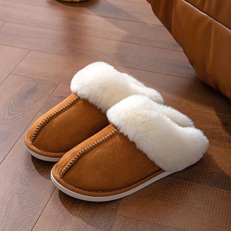 Winter Warm Fur Slippers – Women's Fluffy Home Slides