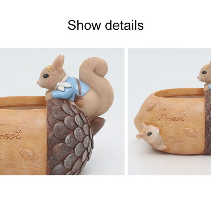 Cute Squirrel Shape Resin Flowerpot Decorative Animal Succulent Flower Pot Garden Planting Pot Garden Planter Desktop Ornaments