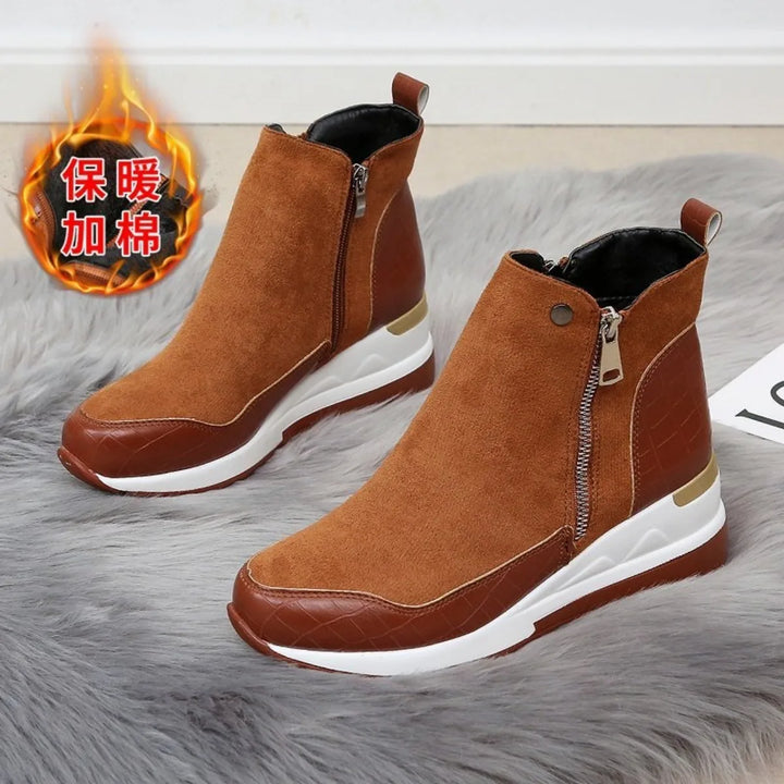 New Women Winter Boots Chunky Sneakers Ankle Boots Woman Zipper Buckle Thick Sole Platform Waterproof High Top Female Booties