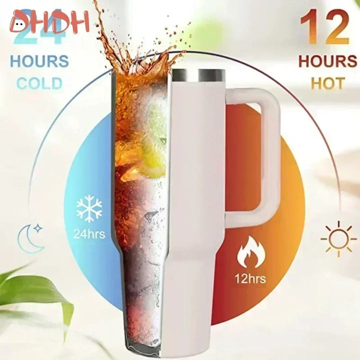 Water Bottle Insulated Tumbler with Handle Straw Double Wall Thermal Iced Travel Cup Car Thermos Mug Perfect Gift