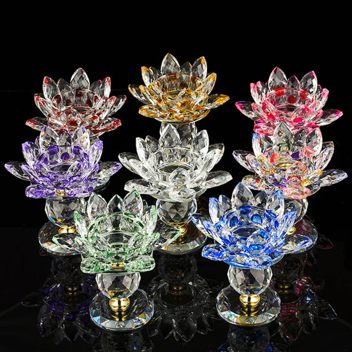 Clear Glass Lotus Tealight Holder – Elegant Candle Stand