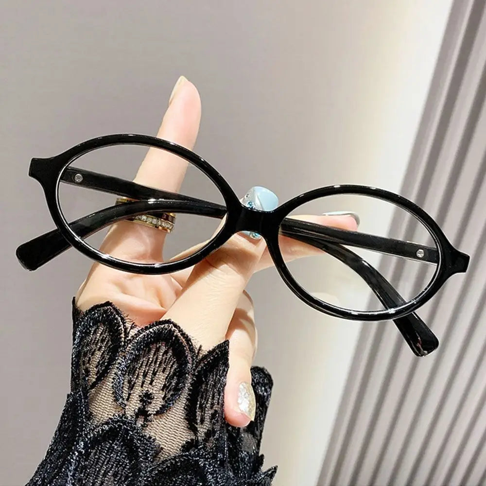 Y2K Retro Oval Frame Glasses Women Female  Sweet Cool Eyewear Trend Reading Computer Anti Blue Light Eyeglasses