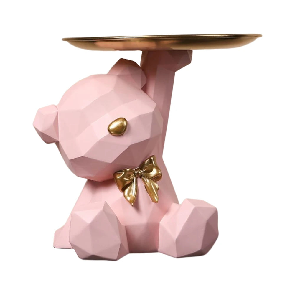 Geometric Bear Key Holder – Resin Desk & Entrance Decoration