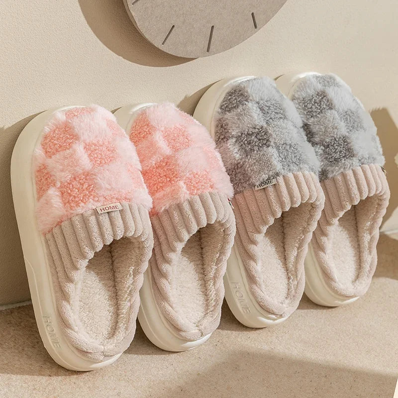 Plush Warm Cotton Slippers – Indoor Slides