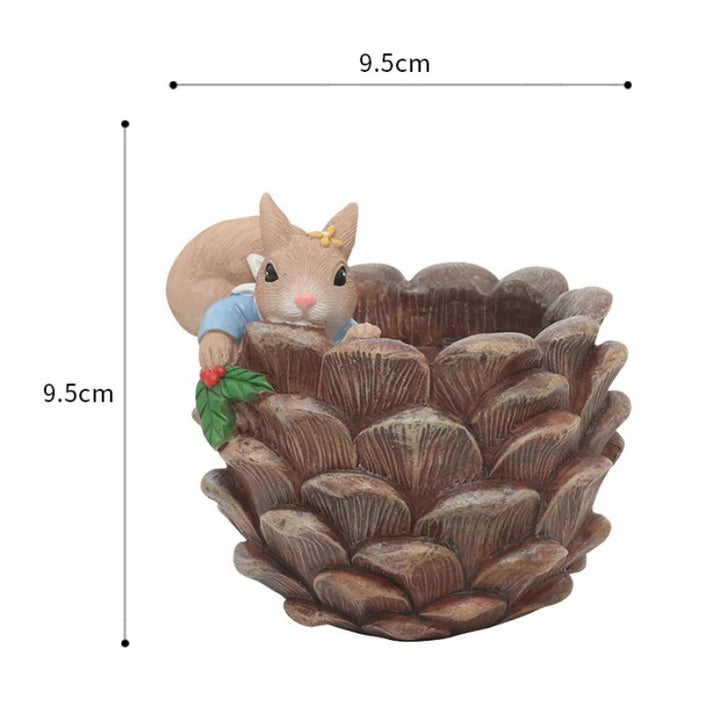 Cute Squirrel Shape Resin Flowerpot Decorative Animal Succulent Flower Pot Garden Planting Pot Garden Planter Desktop Ornaments