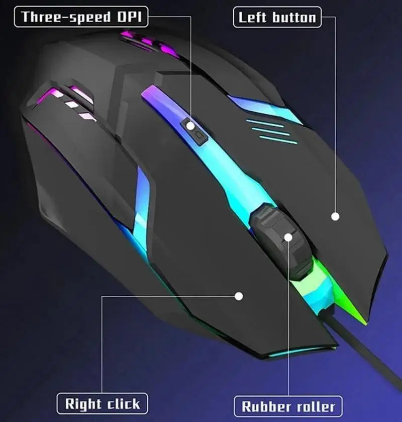 Ergonomic Gaming Mouse – USB Backlit Design