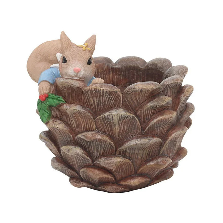 Cute Squirrel Shape Resin Flowerpot Decorative Animal Succulent Flower Pot Garden Planting Pot Garden Planter Desktop Ornaments