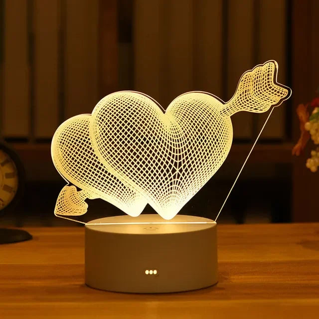 Romantic Love 3D Acrylic Neon Sign LED Lamp for Home Children's Night Lights Table Lamp, Birthday, Valentine's Day, Bedside Lamp