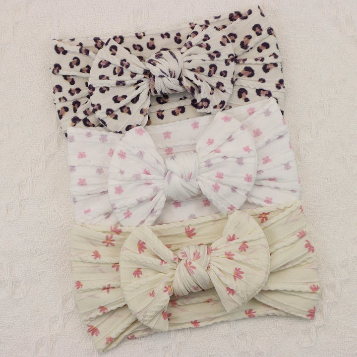 Knit Bows Baby Headbands – Elastic Nylon Set