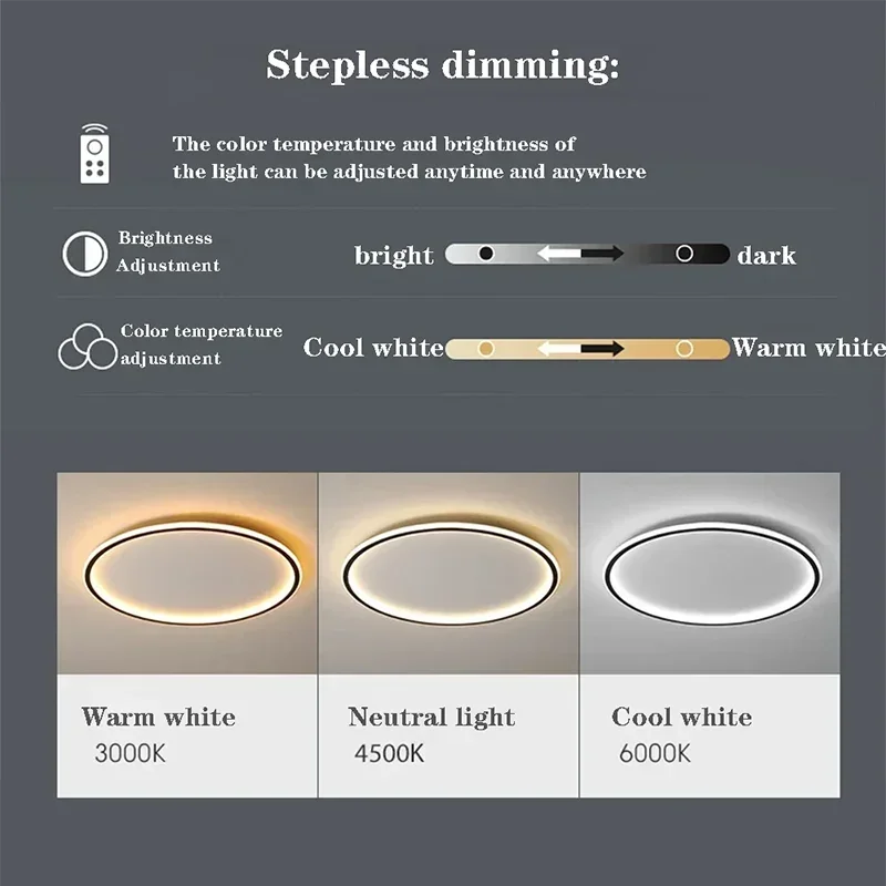 Household LED Ceiling Light 23/30/50/80CM Bedroom Living Room Study Room Super Slim Black White Gold Home Decor Lighting Fixture