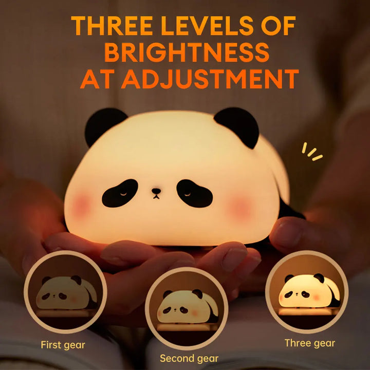 LED Night Lights Cute Panda Silicone Lamp USB Rechargeable Timing Bedside Lamp Decor Kids Birthday Gifts for Home Bedroom