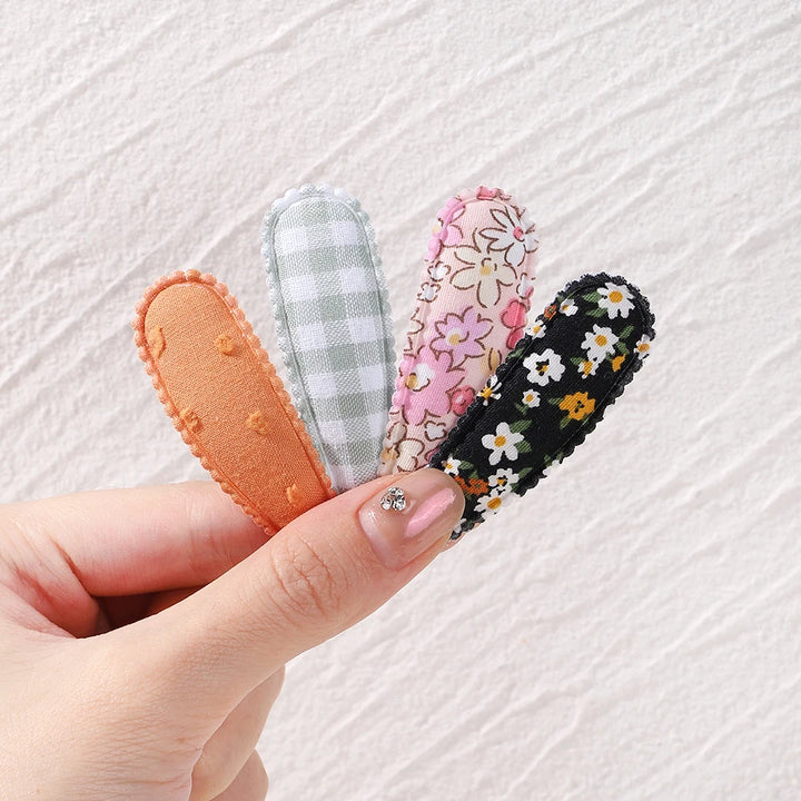 10pcs Fresh Print Cotton Hair Clips – Plaid BB Hairpins for Kids