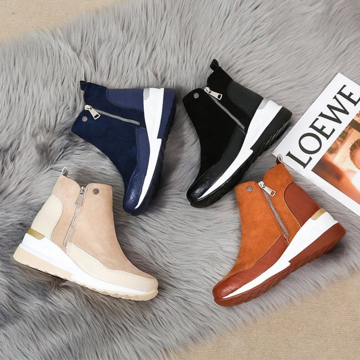 New Women Winter Boots Chunky Sneakers Ankle Boots Woman Zipper Buckle Thick Sole Platform Waterproof High Top Female Booties