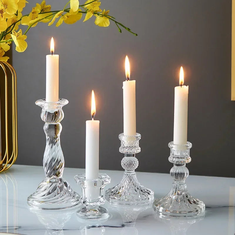 Glass Candlestick Wedding Centerpiece – Elegant Table Candle Holder