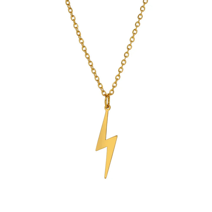 Skyrim Lightning Pendant Necklace Chain Geometric Stainless Steel Simple Necklace for Women Men Party Ornament Jewelry Accessori