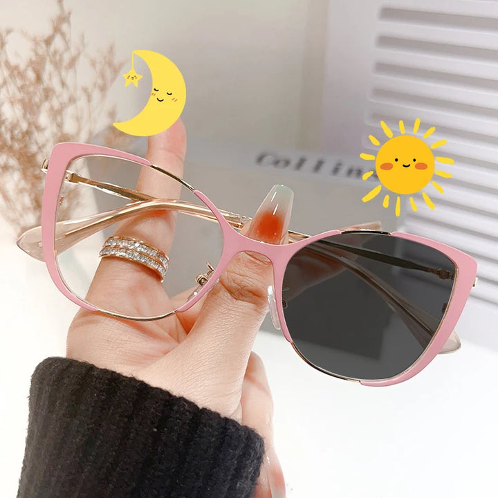 Fashion Cat Eye Anti-blue Light Glasses Women Photochromic Lenses Blue Light Blocking Eyewear