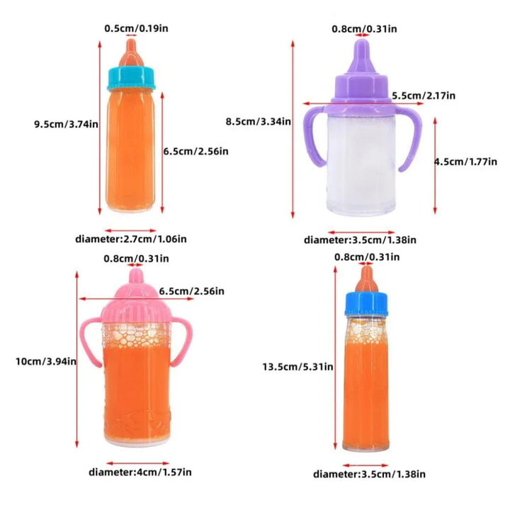 Large size Baby Doll Feeding Bottle Set Baby Care Toy Stroller 2pcs Milk And Juice Bottles With Toy Pacifier For Baby Dolls