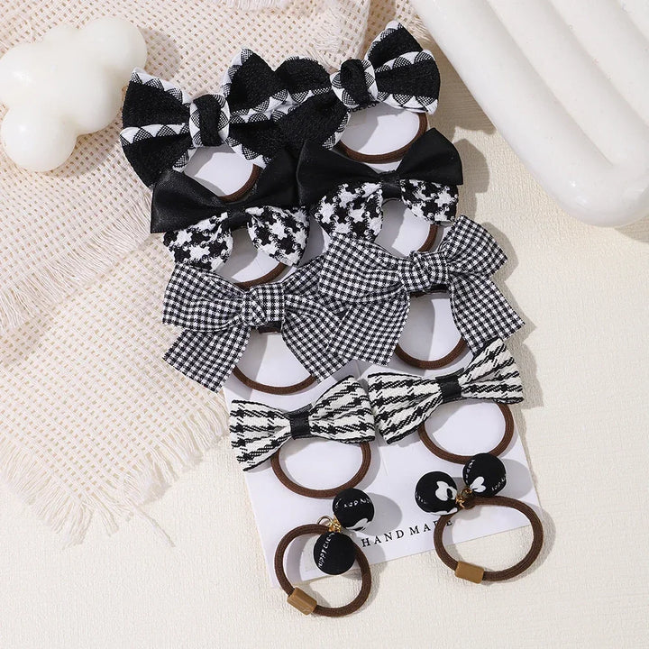 10pcs Girls Cartoon Hair Bands – Bow & Flower Ties