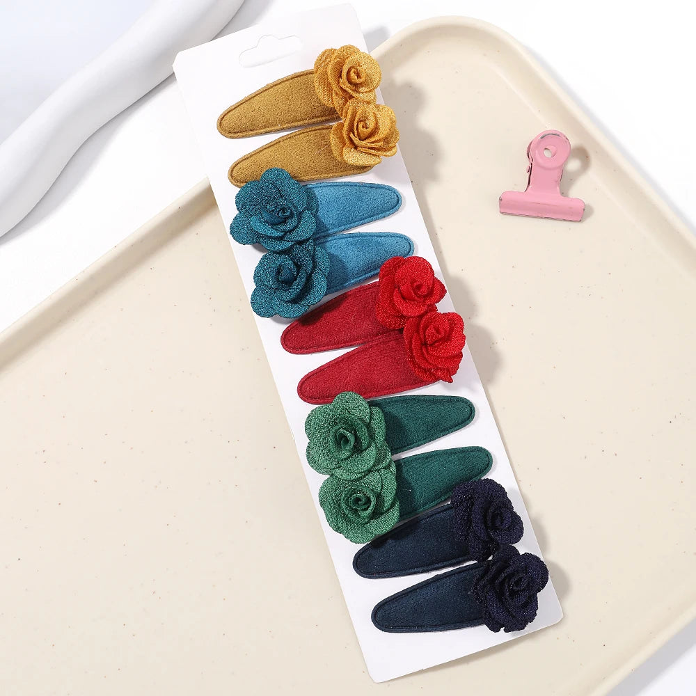 10pcs Fresh Print Cotton Hair Clips – Plaid BB Hairpins for Kids