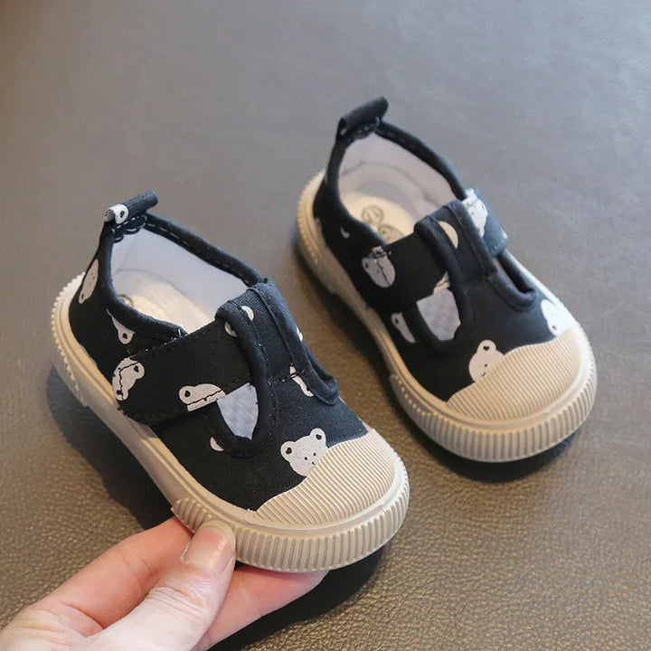 Square Mouth Boys/Girls' Casual Shoes Spring Cartoon Soft Sole Walking Shoes Boys/Girls Small Children Shoe TPR Sole Canvas Shoe