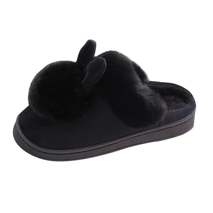 Women'S Winter Plush Rabbit Ear Indoor Cotton Mop Thick Soft Sole Slides Men Women Indoor Floor Flat Home Non-Slip Shoes