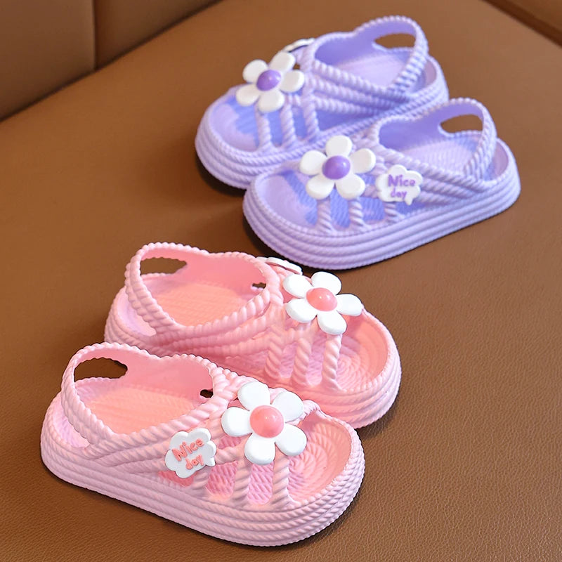 Summer Kids Slippers – Flower Pattern Non-slip Sandals