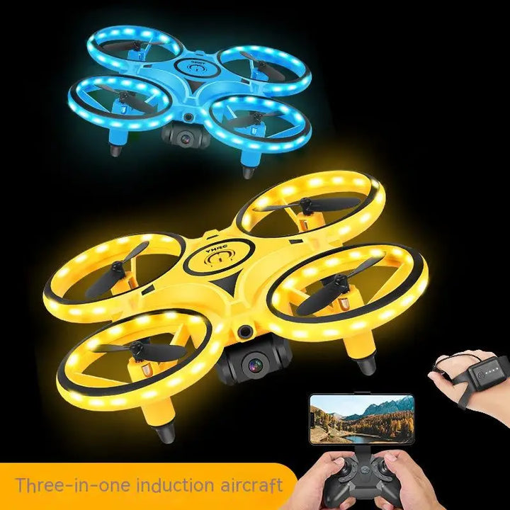 Rc Intelligent Gesture Induction Uav Flying Saucer Watch Quadcopter Fall Resistant Suspension Remote Control Small Aircraft Toy