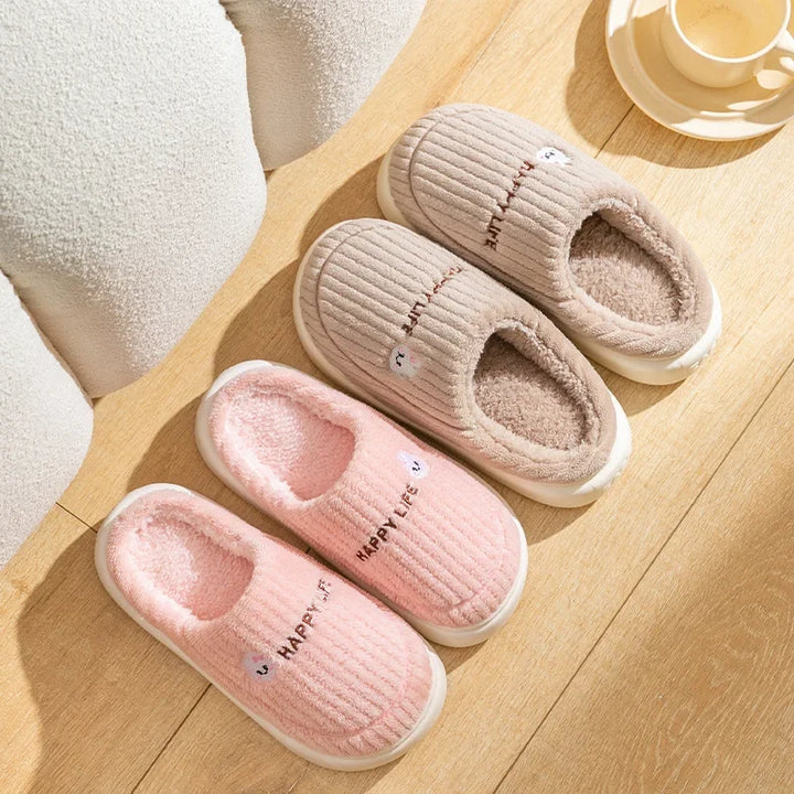 Winter Home Cotton Slippers for Women's Indoor Soft Sole, Non slip, Warm, Not Tired, Simple Couple Cotton Shoes for Men