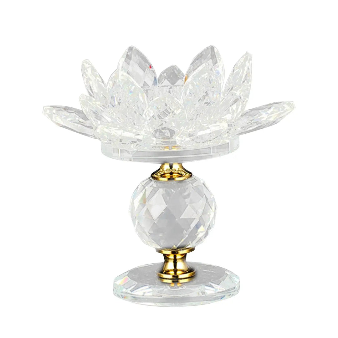 Clear Glass Lotus Tealight Holder – Elegant Candle Stand