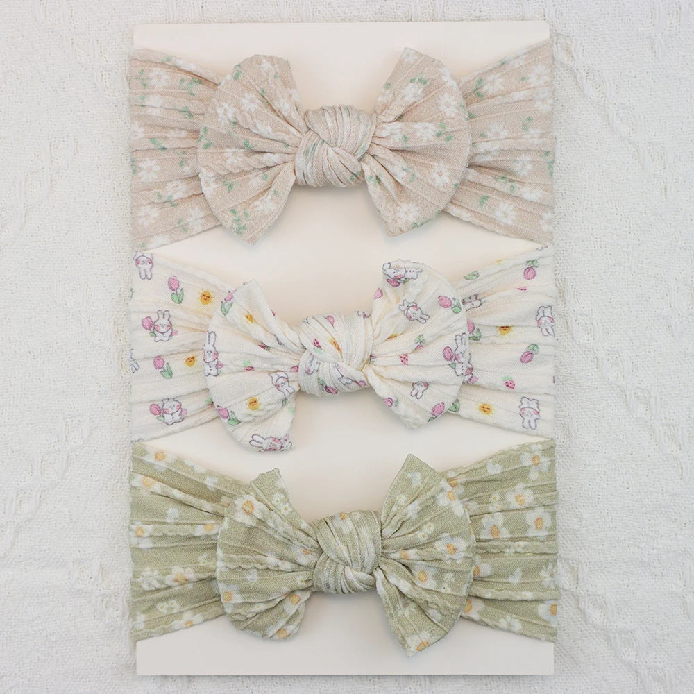 Knit Bows Baby Headbands – Elastic Nylon Set