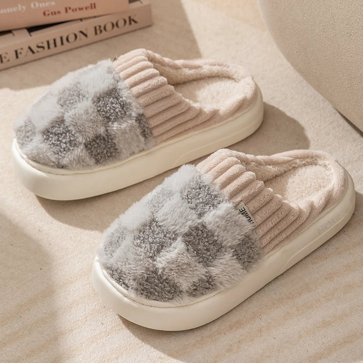 Plush Warm Cotton Slippers – Indoor Slides