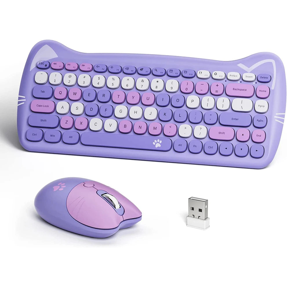 Cat-Shaped Wireless Keyboard & Mouse – 2.4G, Bilingual