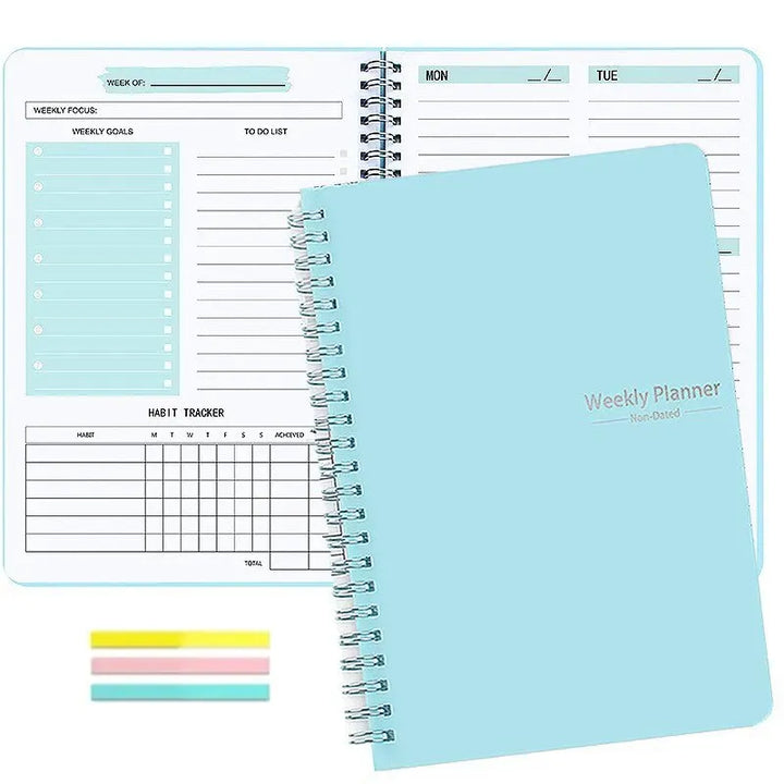 Undated Weekly Planner A5 Weekly Goals Spiral Binding Notebook Planner Agenda Record Daily Plans To Achieve Future Goals