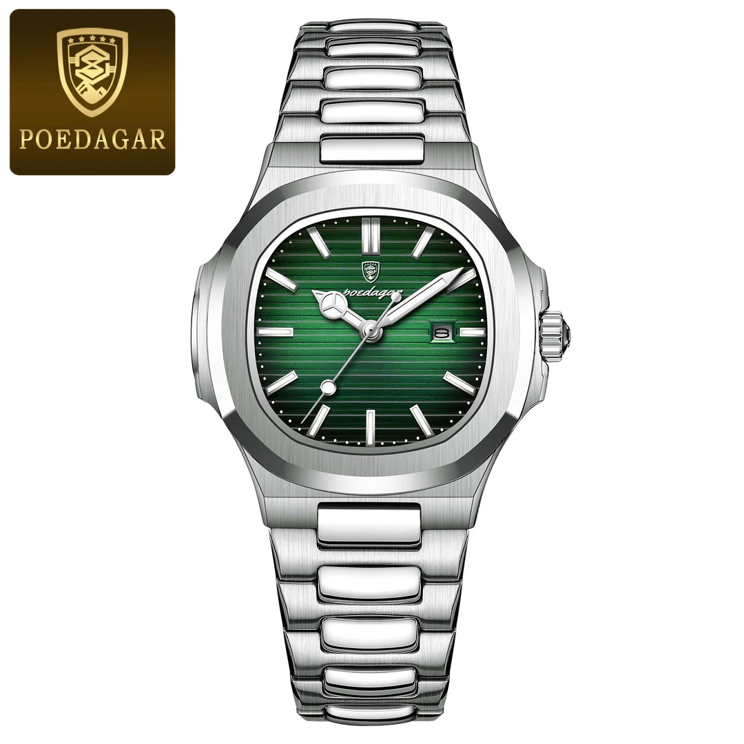 POEDAGAR Luxury Square Watch for Woman Waterproof Luminous Date Ladies Watch Stainless Steel Quartz Women's Watches Female Reloj