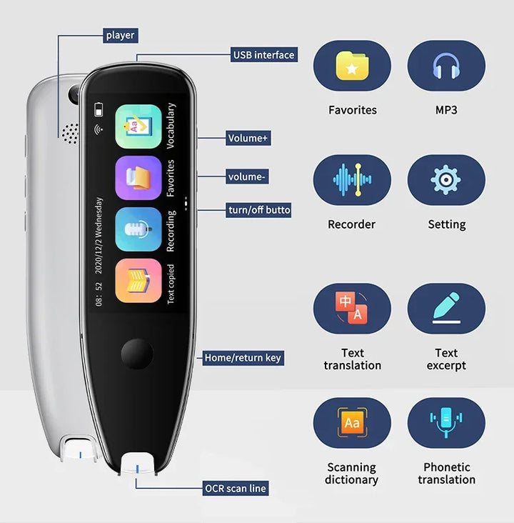 Digital Read Pen  Kids Digital Multi Language Smart Books Instant Translation with 3.5inch IPS Screen Electronic Dictionary