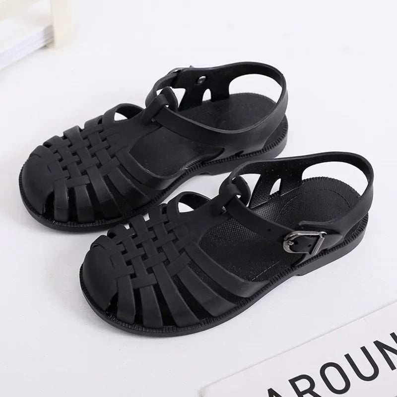 Summer Children Sandals Baby Girls Toddler Soft Non-slip Princess Shoes Kids Candy Jelly Beach Shoes Boys Casual Roman Slippers