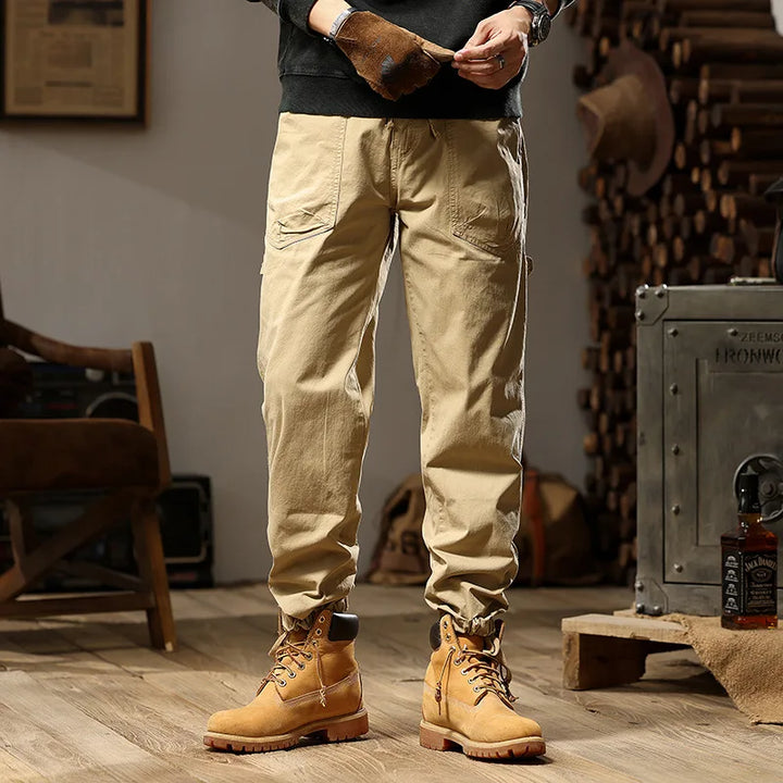 Retro Classic Cotton Cargo Pants Men Casual Loose Baggy Tactical Trousers Streetwear Clothes