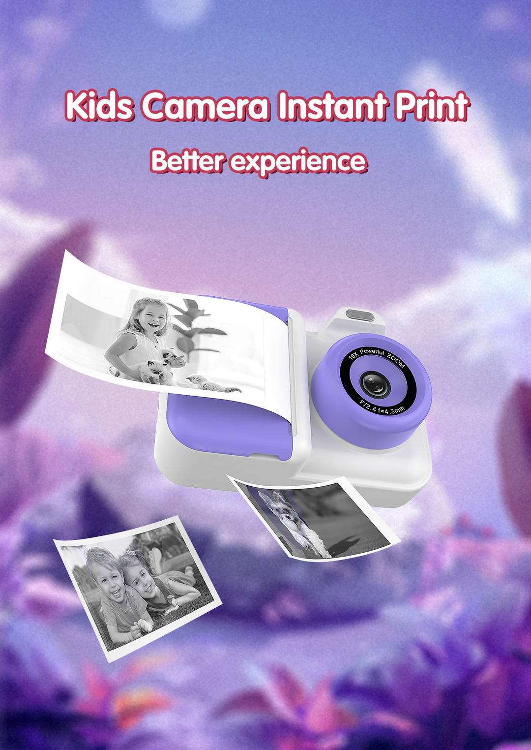 Kids Instant Print Camera – 1080P HD Dual-Lens Selfie Toy